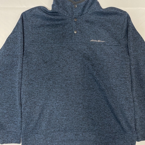 Eddie Bauer Radiator Fleece Snap Pullover Mock Neck — Men’s XL Blue Heather - Picture 3 of 9